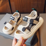 Poiste sandaalid Baotou suvised lastejalatsid Rannakingad Pehme tallaga libisemiskindlad sandaalid 23 must