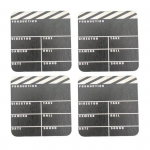 4 tk Film Cinema Lapper Board Puidust alusaluste komplekt Veekindlad teekannu matid Vastupidavad joogialused kohvilauale Kodukontori kingitused 4pcs