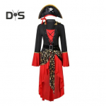 Halloweeni cosplay kleit Piraatkuninganna tantsupeokleit lavaesinemiskost&uuml;&uuml;m kelluke varrukad Ebaregulaarne &auml;&auml;r N&ouml;&ouml;rihm v&ouml;&ouml;ga viikingite kleit M must valge v&auml;rv