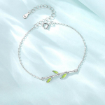 S925 h&otilde;bedane bambusest k&auml;ev&otilde;ru, naiselik temperament, iidne stiil, mori stiil, v&auml;rske 925