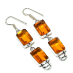Honey Topaz Gemstone Handmade 925 Sterling Silver Jewelry Earring 2.36 v4k82