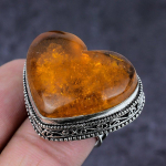 Baltic Amber Gemstone Handmade 925 Sterling Silver Gift Jewelry Ring S. 10 n7q04