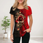 Naiste Suvine T-s&auml;rk Sinise Kristalliga Delfiiniprindiga L&uuml;hikeste Varrukatega T-s&auml;rgid Vabaaja Prindiga Topid XS punane