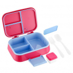 Bento l&otilde;unakarp kastmetopsi kahvli lusikaga 3-kambriline l&otilde;unas&ouml;&ouml;gikonteiner BPA-vaba lapses&otilde;bralik suupistekonteiner t&uuml;drukutele poistele punane