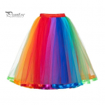 V&auml;rviline Vikerkaare Tantsuseelik Elastse V&auml;rvliga K&otilde;rge V&ouml;&ouml;kohaga Midi Tutu Seelik Keskmise S&auml;&auml;reni Magusa Stiiliga Tantsuseelik mitmev&auml;rviline