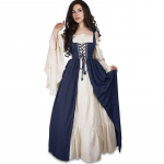 Cosplay naiste keskaegne renessansi kost&uuml;&uuml;m Cosplay &uuml;likonnaga kleidi vest Victoria Princess Steam Punk rihm, suur suurus XXL sinine