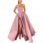 Naiste &otilde;htukleit Bandeau &otilde;lgadeta seljata, varrukateta, k&otilde;rge l&otilde;hestatud A-joonega suur kiik, volditud seljaosa t&otilde;mblukuga suletav pulmamaksi S roosa