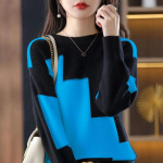 Kampsun Naised S&uuml;gis Talv Naised V&auml;rviplokiga Kootud Soe Kampsun Pikkade Varrukatega Termilised Pulloverid O-kaelusega Vabaaja Lai Kampsun Naised XXXL sinine