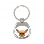 Chihuahua short-haired, Chihuahua smooth - geometric keychain with a photo and the inscription Art-Dog