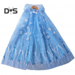 T&uuml;drukute kapuutsiga mantel T&auml;ht Lumehelbed Paabulinnu sulgedest L&auml;bipaistev volangiga t&uuml;ll Lavaetendus Cosplay kost&uuml;&uuml;m Laste riietus Printsess Cape sall taevasinine v&auml;rv