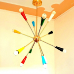 Mitmev&auml;rvilised k&auml;ed Sputnik l&uuml;htervalgusti 12 k&auml;ega Sputnik sajandi keskpaiga stiilis l&uuml;hter Kodu sisekujundus messingist ikooniline laevalgusti 24 Inches Diameter
