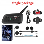 V6 Pro Mootorrattakiivri Intercom - 1500m Bluetooth 5.0 Peakomplekt DSP M&uuml;rasummutusega, 6-S&otilde;itja S&uuml;steem Single Unit must