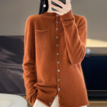 YYFS Naiste ka&scaron;miir kaelusega kampsun Qinghe ka&scaron;miir 30% ka&scaron;miir 70% villane talvekootud pullover S&uuml;giskampsun ka&scaron;miir kampsun L oranž