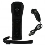 2 in 1 Manette Wiimote Controleur int&eacute;gr&eacute; Motion Plus + Nunchuk + Housse pour Nintendo Wii Noir