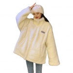 Naiste talvejope paks fliisist krae kaela kaitse lukuga kardigan pikad varrukad k&uuml;lmakindlad &uuml;ler&otilde;ivad kooli v&auml;lisjope S valge