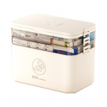 3-tasandiline kaasaskantav pillide hoiukarp k&auml;epidemega, suure mahutavusega mitme kambriga mitmeotstarbeline ravim valge