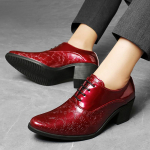 Meeste k&otilde;rged kontsad tiivaotsaga paelad, must lakknahk Derby pulmakleit, tants, &auml;ri, pidulik lift kingad K&otilde;rgus suurendamine smokik balli bleiserid kingad EU:38 punane