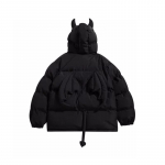 Dark Style Little Devil Horn kapuutsiga puuvillane jakk meestele ja naistele Talvine v&auml;ikese sabaga puuvillane jope avar soe mantel M must