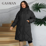 GASMAN 2024 Naiste talvejope Pluss suurus L-6XL Naiste mantel Kaubam&auml;rk Fashion Paks puuvill Tuulekindel Kapuutsiga parka 88609 XL must