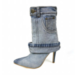 Moodsad kingad naistele 2024 Uued Sinised Denim Naiste Moodsad Saapad Seksikad Terava Ninaga Naiste K&otilde;rged Kontsad Moodsad ja Mitmek&uuml;lgsed Stilettod 35 sinine