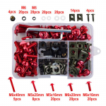 Auto sulamist M6 kattepoldid kere kruvid mutter Honda jaoks Yamaha jaoks Kawasaki jaoks Suzuki Aprilia 177tk punane