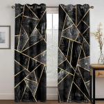 3D marmorimustriga must ja kuld pimendav kardin k&otilde;rge varjutusega aknakardinad elutuppa luksuslik magamistoa dekoor kardinad uus stiil W55 X H120cm X 2&Grommet Top