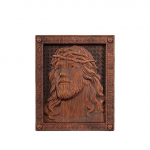 Jeesuse okaskroon, puunikerdus, kristlik kuju, katoliiklik p&uuml;hak, Jeesus Kristus seina kaunistus, puust ikoon, religioosne kingitus 25cm