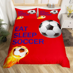 Jalgpalli tekikott t&auml;issuuruses jalgpalli spordi voodipesukomplekt poistele teismelistele pallim&auml;ngu tekk sinine voodikate 3 tk lukuga 140x200cm 3pcs