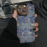 Blue Flowers Pattern telefoni&uuml;mbris Apple iPhone 16 promax-ile - pehme silikoonist telefoni kaitse&uuml;mbris iPhone 16/15/14/13/12/11/Xs/Xsmax/Xr/Plus/Pro jaoks Apple 16 valge