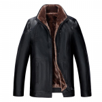 Meeste talvine nahkmantel Keskealiste ja eakate meeste karusnahast integreeritud fliisvoodriga paksendatud nahktagi Meeste nahkmantel L