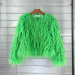 Karusnaha imitatsiooniga kasukas &Uuml;hev&auml;rviline rannavillane naiste l&uuml;hike mantel XXXXL tumeroheline v&auml;rv