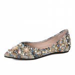 Naiste Rhinestone'i balletiplaadid, terava varbaga p&auml;rl Teemant madala kontsaga kleit Pulmapeokleit Naistele T&ouml;&ouml; &Auml;ri Lamedad jalan&otilde;ud Vabaajajalatsid 36