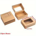 10 tk aknaga k&uuml;psisekarbid kinkimiseks, Brown Bakery koogikarbid pakkimiseks, kondiitritoodete magustoidukarbid k&uuml;psetiste jaoks, k&uuml;psised, s&otilde;&otilde;rikud Pack of 10 pruun