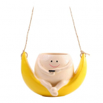Moon Swing Planter Resin Rippuv n&auml;gu Pea lillepott Kollane Kuu lillepott
