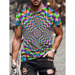 Meeste 3D-tr&uuml;kiga abstraktsed hip-hopi trendid visuaalne illusioon l&uuml;hikeste varrukatega T-s&auml;rk, moodne &uuml;laosa gradientidega Harajuku t&auml;navar&otilde;ivaste s&auml;rgid S