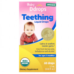 Ddrops, Orgaanilised beebi hambumisvedeliku tilgad, alates 3. elukuust, 60 tilka, 0,06 fl oz (1,7 ml)