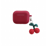 Kootud punase kirsiga ripatsiga k&otilde;rvaklapikott AirPods Pro2 Pro 2. p&otilde;lvkonna jaoks, pehmest silikoonist kaitsekate AirPod 1 2 3 4 uue v&otilde;tmehoidjaga For Airpods1or2