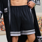 Meeste barokkstiilis satiinist hommikumantli ja l&uuml;hikeste p&uuml;kste &ouml;&ouml;pesukomplekt M; single pants