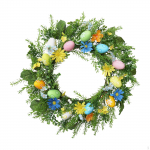 24 inch Easter Wreath Egg for Front Door Decorative Spring Summer Green Leaves
