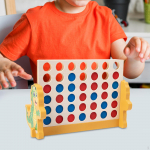 Wooden 4 in A Row Game Classic Strategy Portable Ages 6+ 2 Player Fun Family Board Games Mini
