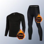Meeste talvine kiirkuivav termofitnessi &uuml;likond: Pikkade varrukatega jooksu- ja treeningpesu two piece set; 2XL must