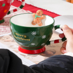 Lihtne hommikus&ouml;&ouml;gitass J&otilde;ulupiimakruus Cartoon Keraamiline kruus J&otilde;ulukingitus Loov kohvikruus 500ml punane