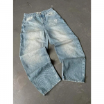 T&auml;navamoe teksad Y2K meeste p&uuml;ksid Harajuku hiphop kirjade tikandiga vintage sinised lohvakad teksad k&otilde;rge v&ouml;&ouml;kohaga laia s&auml;&auml;rega p&uuml;ksid S