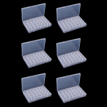 six packs 168 Slots Transparent Box with Caps Lid Design Clear Containers Round Plastic Organizer