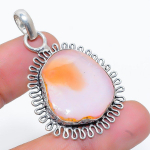 Orange Druzy Slice Handmade 925 Sterling Silver Jewelry Pendant 1.65 h3p87
