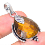 Faceted Tiger Eye Handmade 925 Sterling Silver Jewelry Pendant 1.81 c8b84