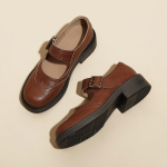 Retro naiste Mary Jane brogue kingad - &uuml;mar nina, paks konts, madal suuauk, ideaalsed s&uuml;giseks ja talveks. 35 must