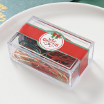 J&otilde;ulukirjatarvete kinkekomplekt: Punased, rohelised, kuldsed kirjaklambrid, piletiklambrid ja n&ouml;&ouml;pn&otilde;elad v&auml;ikeses ruudukujulises karbis