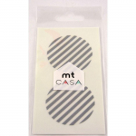 Masking Tape MT CASA SEAL Sticker rond en washi ray&eacute; argent - stripe silver - Masking Tape (MT) Argent&eacute;