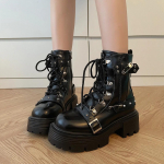 Uued naiste neetidega kettkujundusega l&uuml;hikesed saapad Gooti kingad T&auml;navamood Daami Rock-saapad Metallkaunistus Punk-stiilis Naiste kingad 36